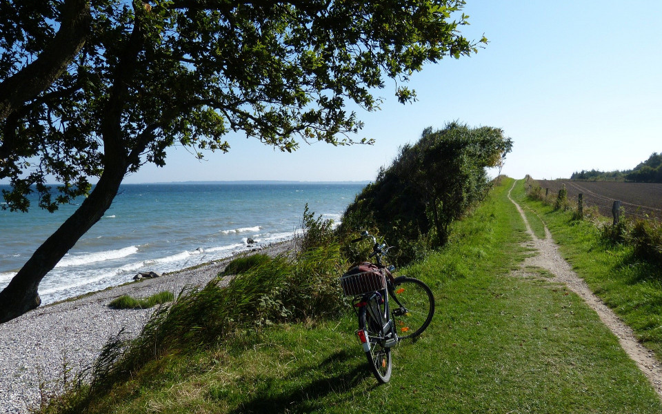 Rad auf Radweg am See in Deutschland